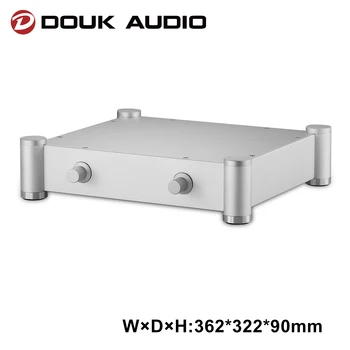 Douk аудио алуминиево шаси за усилвател на мощност HiFi аудио усилвател корпус DIY метален корпус DAC кабинет (W362mm×D322mm×H90mm)