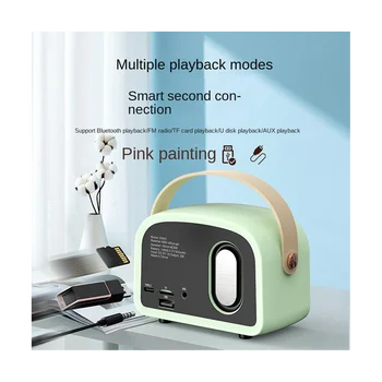 Ретро мини Bluetooth високоговорител Класически музикален плейър Звук Стерео субуфер Портативни декоративни високоговорители У дома A
