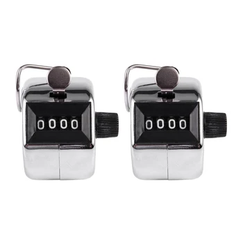 2X 4-цифрен номер Clicker Golf Hand Tally Click Counter Silver