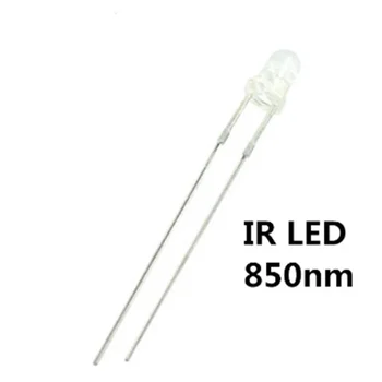 100pcs 3mm 850nm IR DIP LED F3 инфрачервен 20mA DC 1.4-1.6V