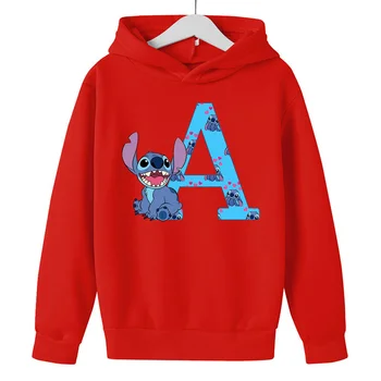 RED Детски качулки бод писмо ABCD Kawaii пуловер суитчър аниме манга карикатури момичета момче деца ежедневни дрехи върховете