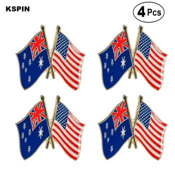 Австралия САЩ приятелство флаг ПИН ревера значка брошка икони 4бр