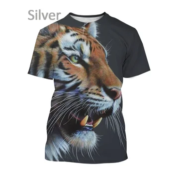 2022 Нов летен печат мода 3D-отпечатани T риза тигър графичен мъже и жени кръг врата къс ръкав T риза