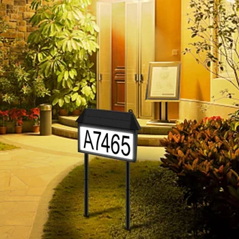 Слънчев адресен знак, осветени номера на къщи за отвън, LED осветени адресни плаки Външна водоустойчива, монтирана на стена издръжлива