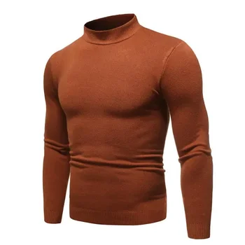 Марка Мъжки пуловер пуловер 2023 Есен/Зима Нова мода Голяма подложка Половин висока яка Ежедневен пуловер Мъжка плетка SMT153