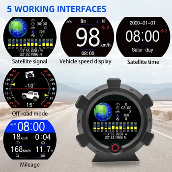 2023 Нов X95 многофункционален дисплей с глава нагоре Инклинометър Манометри за наклон GPS скоростомер пробег Монтирани на превозното средство цифрови измервателни уреди
