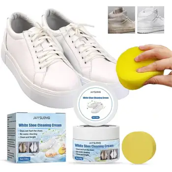 100g бели обувки почистващ крем с гъба домакински спортни петна отстраняване обувки платно почистване за бели обувки дрехи диван