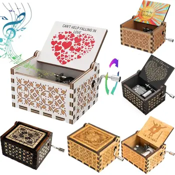 Дървена ръчна люлееща се музикална кутия се влюбва в UV боядисана октавна кутия, давайки носталгични ръчно изработени подаръци и поставяйки сергии за
