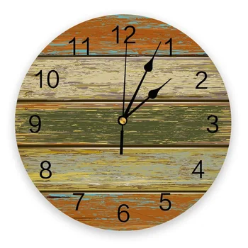 реколта стара дървена дъска текстура 3D стенен часовник модерен дизайн хол декорация кухня часовник изкуство стена часовник дома декор
