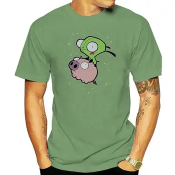 Мъжка тениска Invader Zim - Gir Riding Piggy Through Space (X-Small) Black 2022 Нови мъжки тениски