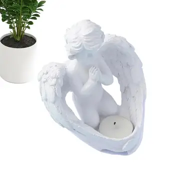 смола ангел свещник ангел колекция фигурка ангел статуя tealight свещник притежателя подаръци десктоп tealight стойка орнаменти