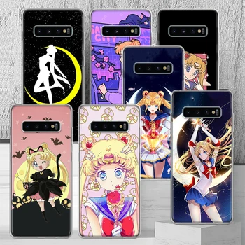 Cartoon S-Sailor Moon телефон случай Coque за Samsung Galaxy M12 M21 M31 M30S M32 M51 M52 Забележка 20 Ultra 10 Pro 9 8 J4 Plus J6 + J8