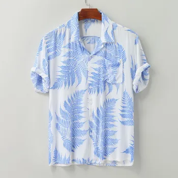 2023 Нови реколта ризи за мъже цветни лятото къс ръкав хлабав копчета случайни риза блуза хлабав плаж хавайски ризи