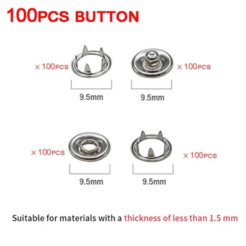 100set/lot Около 9,5 мм щраква бутони бебешки гащеризон скрапбукинг сребърен метал щракам копчета дреха аксесоар