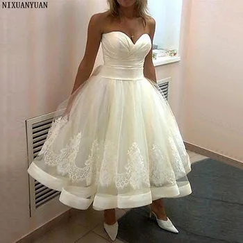 Секси скъпа бална рокля къса чаена дължина сватбено парти рокля по поръчка