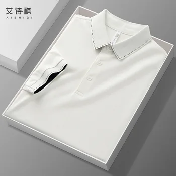 Модерен градски дизайн Мъжка поло риза с къс ръкав с обърната яка