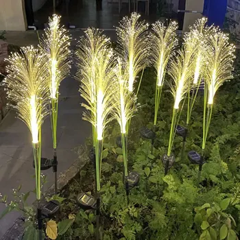 Garden слънчева тръстика светлини открит влакна светлина водоустойчив градинска лампа симулация пейзаж лампи за дома двор декорация