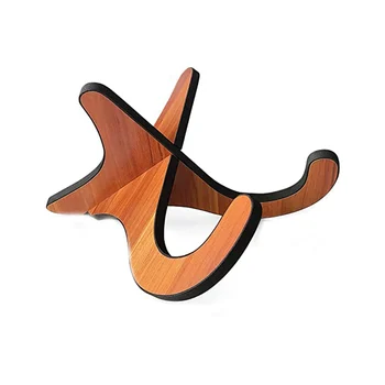 дървена стойка X рамка стил преносима струнна стойка за инструменти с мек гумен капак за акустична класическа бас китара