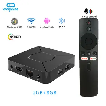Magicsee Q5 Android TV Box Гласов контрол Smart TV Box Allwinner H313 Поддръжка IPTV 4K HDR Dual WiFi Bluetooth Smart Television