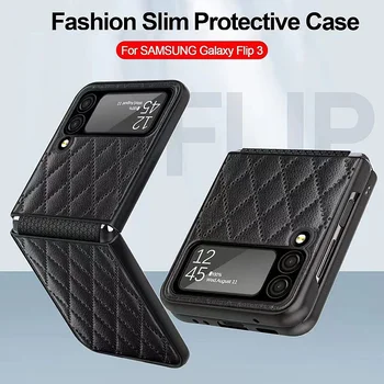 Кожен капак за Samsung Galaxy Z Flip4 Flip3 Flip 4 3 5G Сгъваема панта Пълен защитен капак Калъф за телефон без пръстови отпечатъци