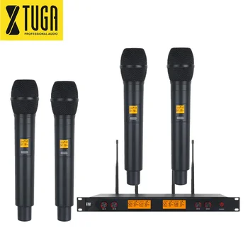 XTUGA A400 Професионален 4-канален студиен караоке UHF безжичен микрофон