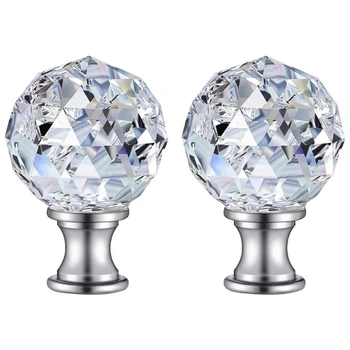 2Pcs фасетиран ясно кристално стъкло топка finial лампа горната капачка база резба диамант абажур Finials копче декорация