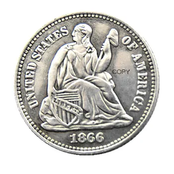USA 1866P/S(Mintmark Below) Liberty Seated Half Dime Legend Аверс Копиране на монети