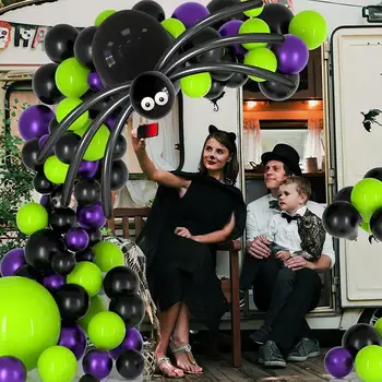 Черен лилав зелен балон арка матов комплект творчески триизмерен балон верига за сватба рожден ден парти декорация