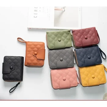 Wallet Woman Нова корейска версия на Money Clip Сто голям капацитет Диамант с форма на пощальон Мода Multi-карта чанта нула портфейл