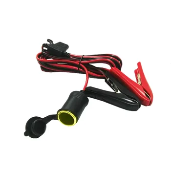 Батерия алигатор клип към женски запалка гнездо кабел 20A предпазител с водоустойчив капак 12V / 24V 14AWG за автомобили