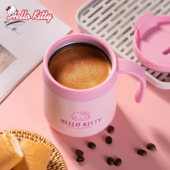 Hello Kitty Mug 316 Офис за изолация от неръждаема стомана Двойка Прост преносим чай от кафе с капак Начало Карикатура Сладурана Напреднали