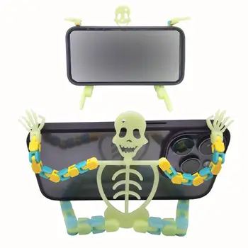 Светлинен скелет Държач за мобилен телефон Страшен Хелоуин Гъвкави скелетни мъже светят в тъмното играчки за IPhone S3W7