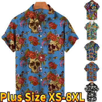 Свободна риза Мъжки ежедневен уличен стил Ретро изкуство 3d принт модел риза ретро хавайска риза Мъжка улична риза с къс ръкав
