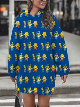Зимни нов стил сива врана суитчър пола Disney Simpsons жените улица стил мода тенденция топло пуловер суитчър пола