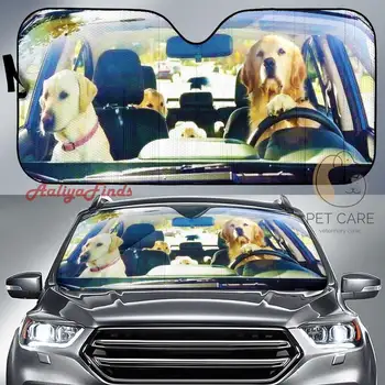 Шофиране на кучета Авто сенници Невероятни най-добри идеи за подаръци 2022 Шофьор на куче Кола Предно стъкло Сенник кола Камион Декор Голдън ретривър