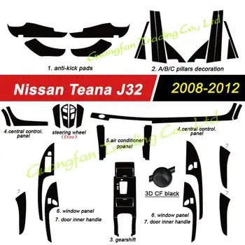 Аксесоари за кола Neue 5D стикери от въглеродни влакна за Nissan Teana J32 2008-2012 Интериорен централен контролен панел Decoratendle