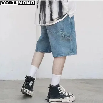 Летни дънкови шорти Мъжки карго шорти Корейски стил Гащеризони Панталони Мода Улично облекло Мъже Къс панталон Жан шорти ропа хомбре