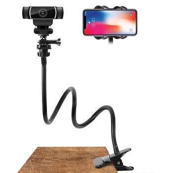 Стойка за монтиране на уеб камера за 1/4 мрежова стойка за камера Desktop скоба за бюро телефон скоба с гъвкава гъска за мобилен телефон