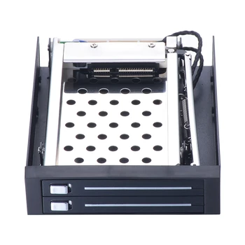 2.5in Dual Bay Tray-less SATA Metal Case Hot-swap SSD Hdd Mobile Rack за 3.5in Floppy Bay