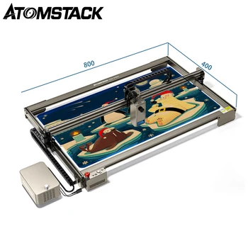 ATOMSTACK S20 Max 130W лазерна гравьорна машина Dual Air Assist 850 * 400mm Работна площ 20W CNC машина за лазерно рязане и гравиране