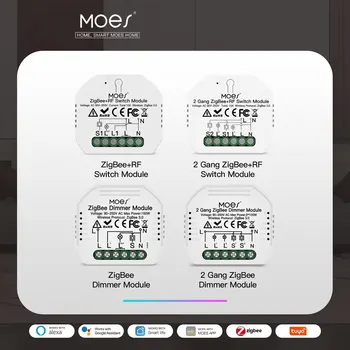 MOES ZigBee 3.0 Интелигентен светлинен превключвател релеен модул 1/2/3 Gang Smart Life / Tuya контрол, 2MQTT настройка с Alexa Google Home Yandex