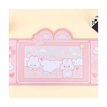 Голям Kawaii Gaming подложка за мишка сладък карикатура заешки уши розов бюро мат водоустойчив без приплъзване лаптоп бюро аксесоари