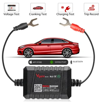 Vgate асистент за батерии BlueTooth 4.0 безжичен 6 ~ 20V автомобилен тестер за натоварване на батерията Диагностичен анализатор монитор за Android iOS
