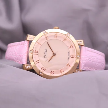 Седеф Julius Lady Дамски часовник Япония кварц модни часове гривна истинска кожа подарък момиче не кутия