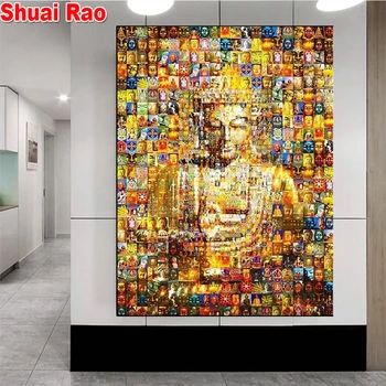 5d DIY Диамантена живопис Буда Снимка на кристали диамантена бродерия Религия икона Китай стил будизъм изкуство домашен декор