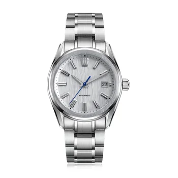 Персонализирано лого 40MM висококачествен часовник мъжки брезаGS стил бреза зърно автоматично механично луксозно бизнес сапфир 10Bar NH35 мъже