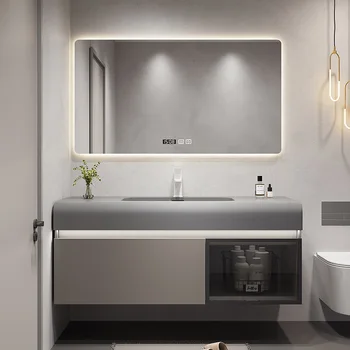 Simple Luxury Slate Шкаф за баня Slate Интегрирана мивка за баня Масивна дървена мивка за баня Шкаф за суета Мебели за баня