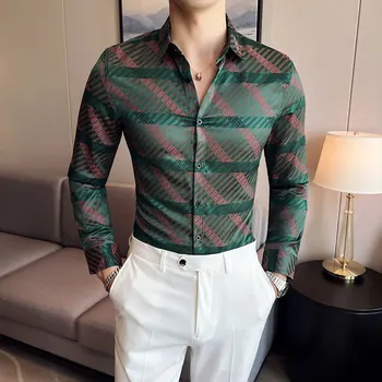 2023 Нова мода Мъжка риза с дълъг ръкав, Slim Fit Луксозна качествена риза, Най-добра в качеството, Camisas De Hombre