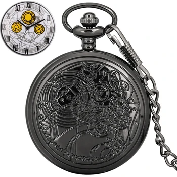 Моден филм Време Лорд преносими часовници Изследване на космоса герой дизайн кварцов джобен часовник черен косплей подаръци с верига 2022