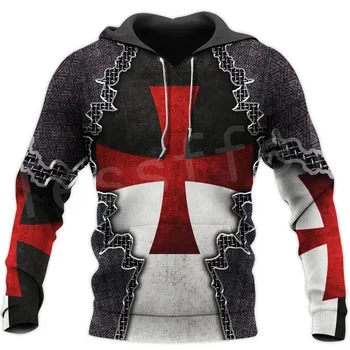 Tessffel рицар тамплиер костюм броня пуловер NewFashion Harajuku Streetwear 3DPrint унисекс цип / качулки / суитчър / яке 15